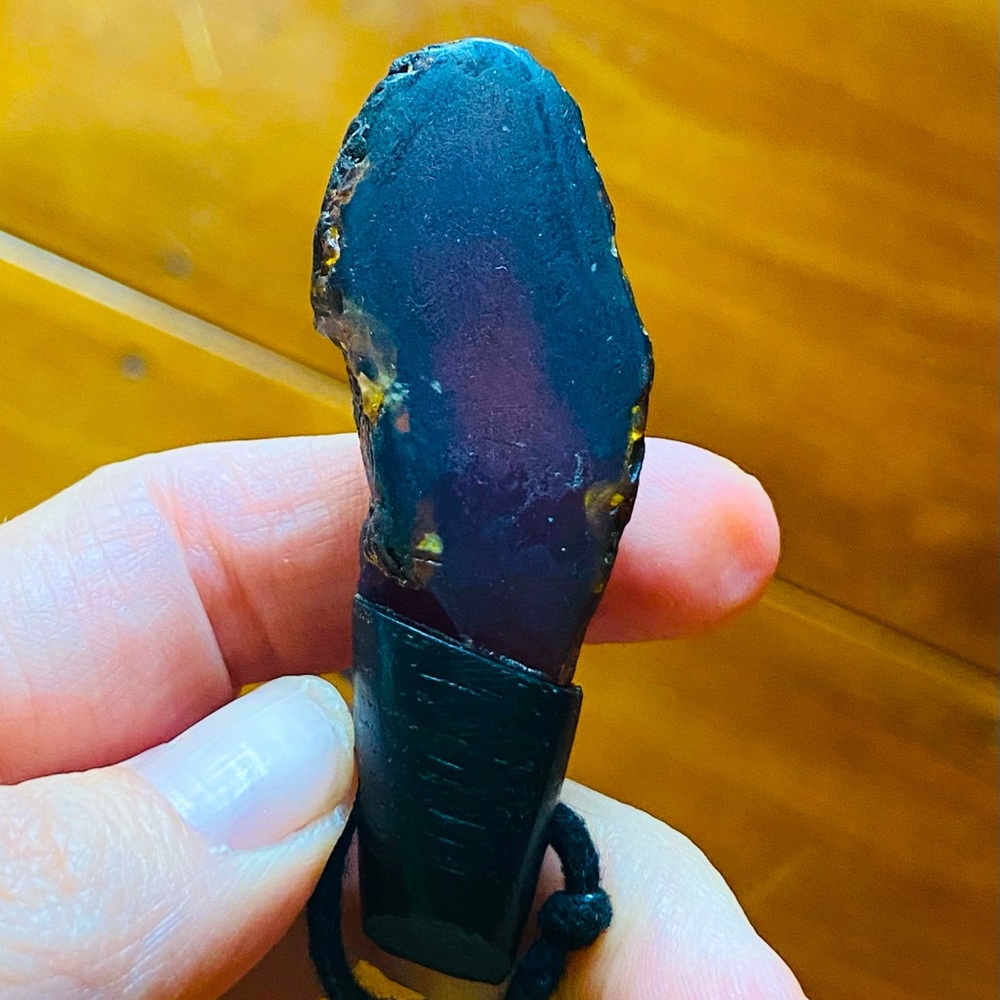 Rare blue amber with an ancient Baltic oak
